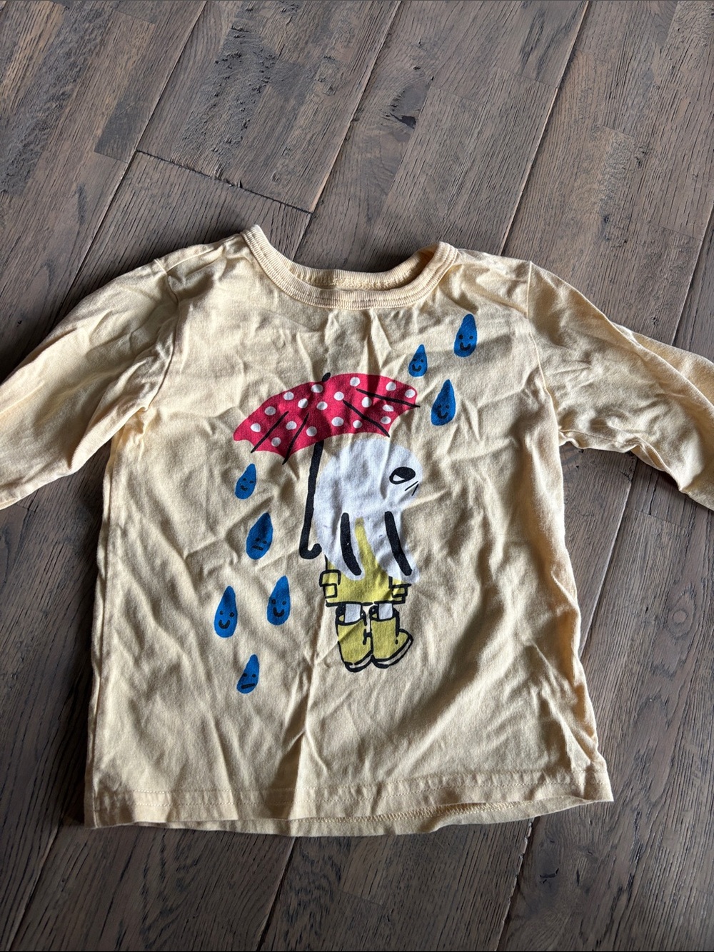 Tea Collection Cream Long-Sleeve Tee with Red Polka-Dot Umbrella